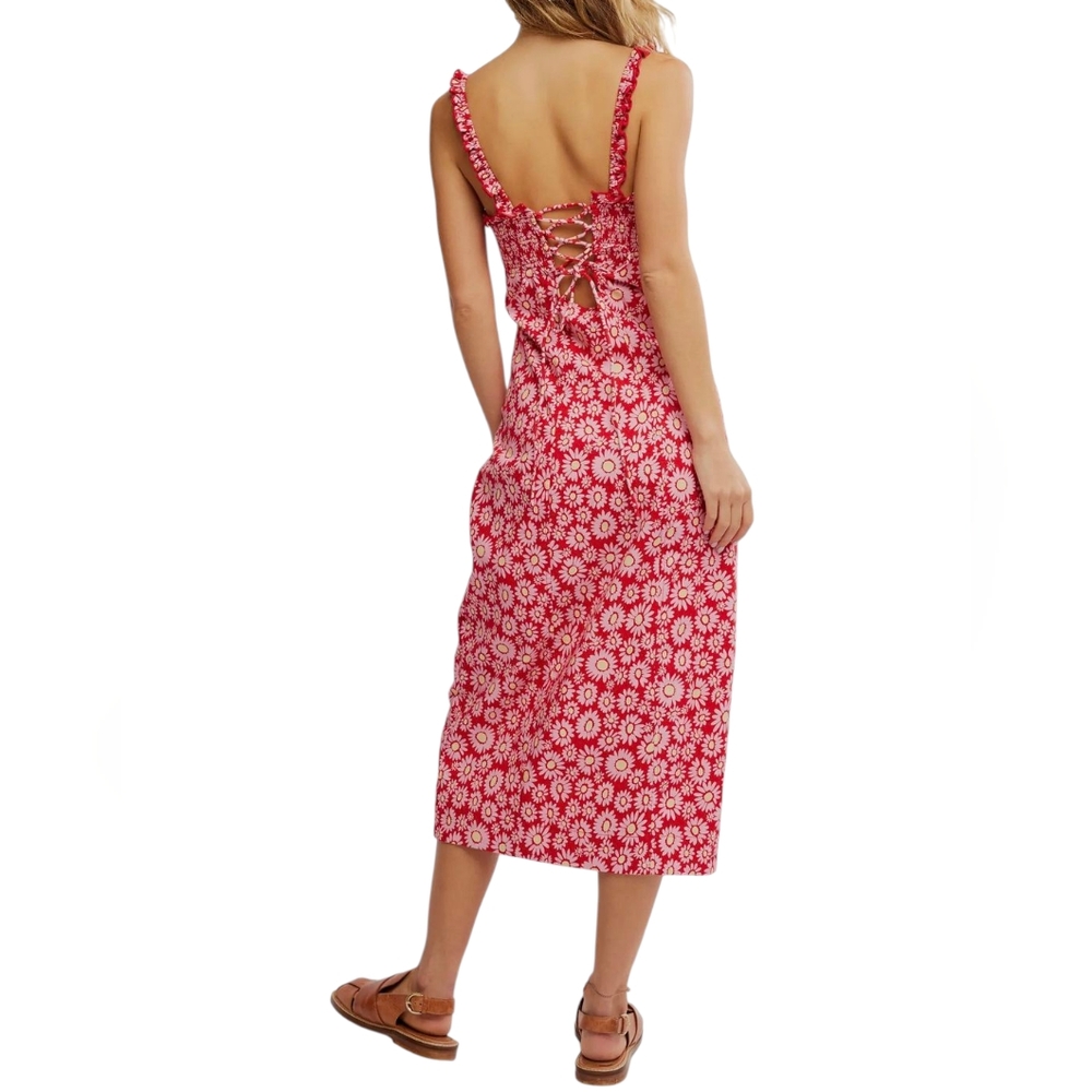 Free People Womens‎ Dress Lucinda Floral Midi Milkmaid Coquette Bloomcore Large - Picture 13 of 13
